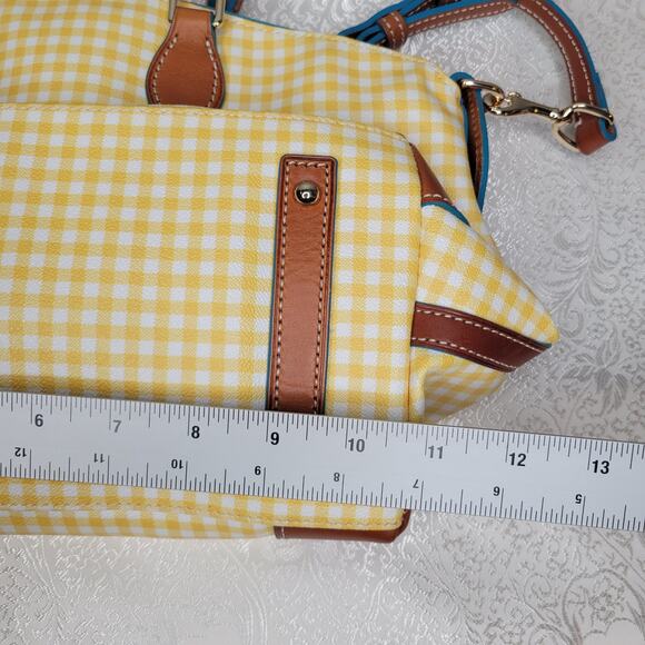 Dooney & Bourke medium handbag yellow gingham checked spring preppy fun satchel - Picture 15 of 16
